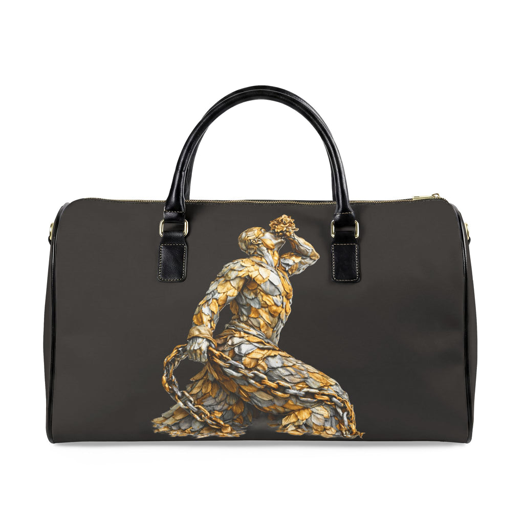 Chilli Red  Leather Travel Bag - Neg Marron with Blue and Yellow Accents