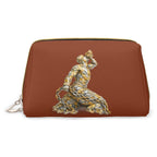 Women's Faux Leather Makeup Bag – Gold & Silver Neg Mawon Edition | Luxury Cosmetic Pouch