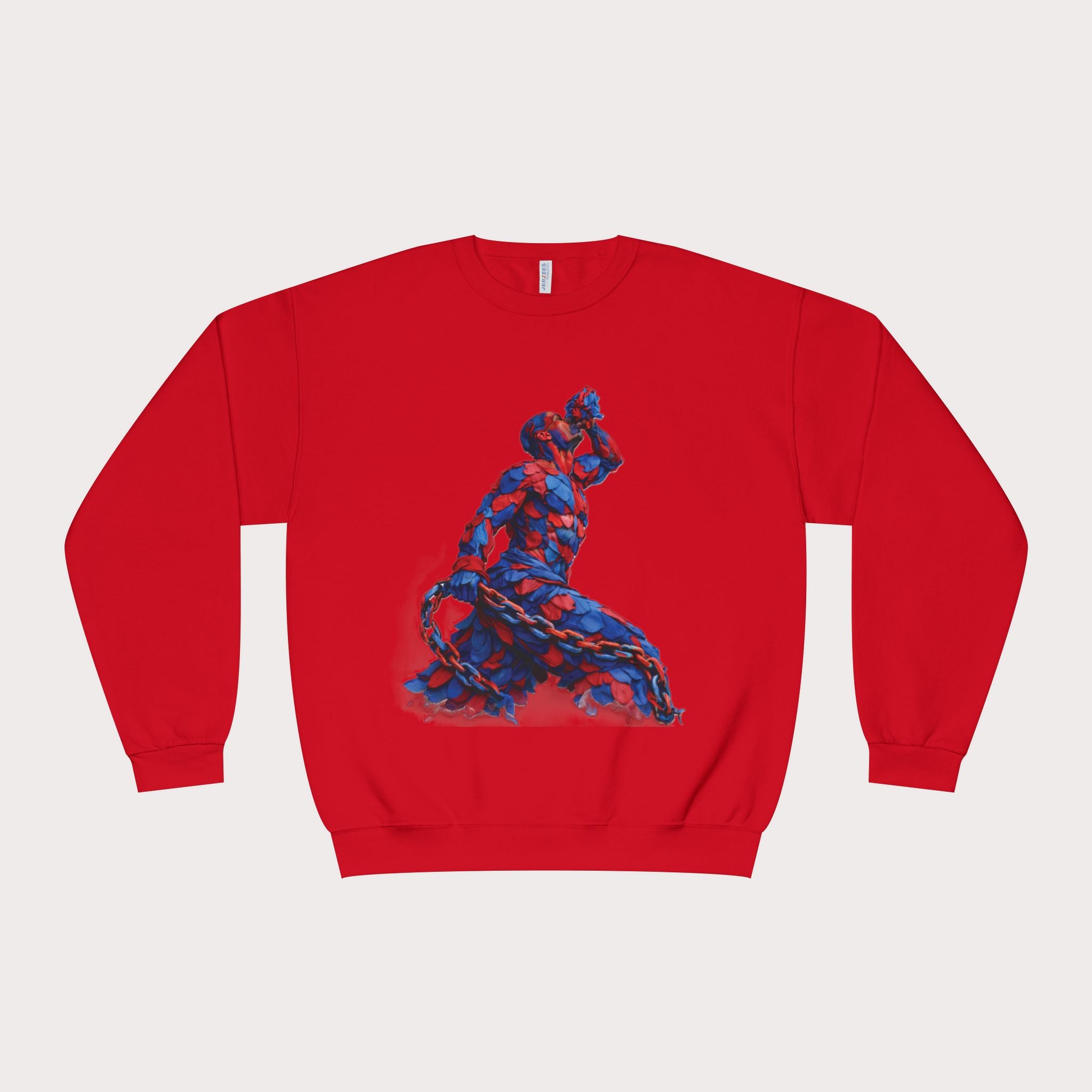 Crewneck Sweatshirt - Unisex Design Red/Blue Feathers