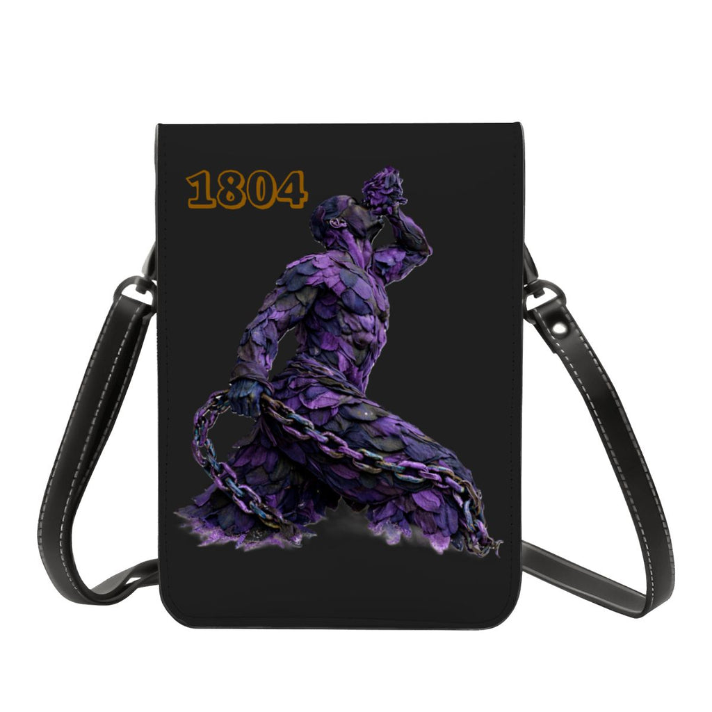 Leather Cell Phone Purse With Shoulder Strap- Purple & Black Neg mawon The calling