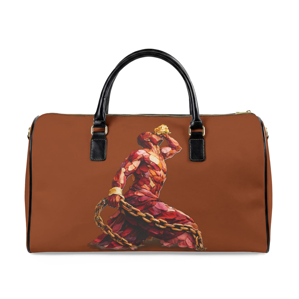 Brown Leather Travel Bag- Neg Marron Red with Gold Accents