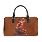 Brown Leather Travel Bag- Neg Marron Red with Gold Accents