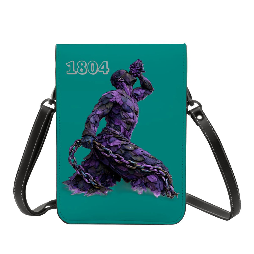 Leather Cell Phone Purse With Shoulder Strap- Purple & Black Neg mawon The calling