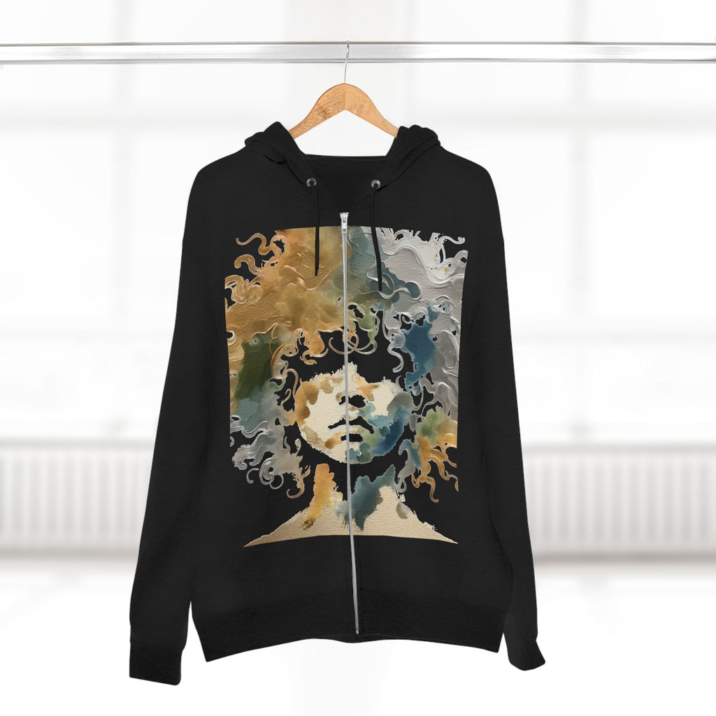 Abstract Medusa Zip Hoodie - Artistic Marble Goddess Graphic