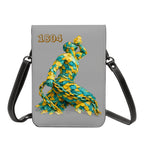 Leather Cell Phone Purse With Shoulder- Green & Yellow Neg Mawon The calling