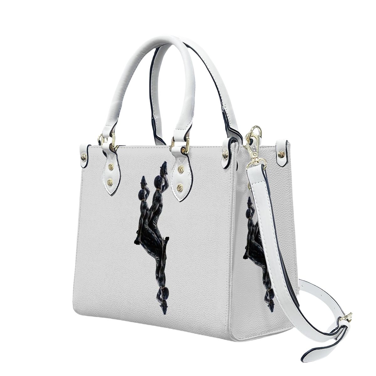 PU Tote Bag for Women with Artistic Neg Marron