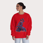 Crewneck Sweatshirt - Unisex Design Red/Blue Feathers
