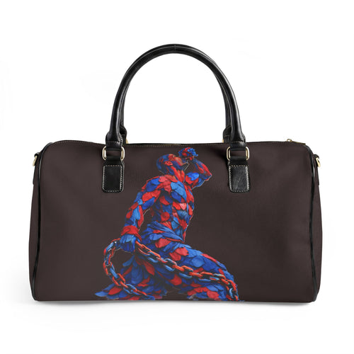 Premium Weekender Black Travel Bag-  Neg Marron Design with Blue and Red Accents