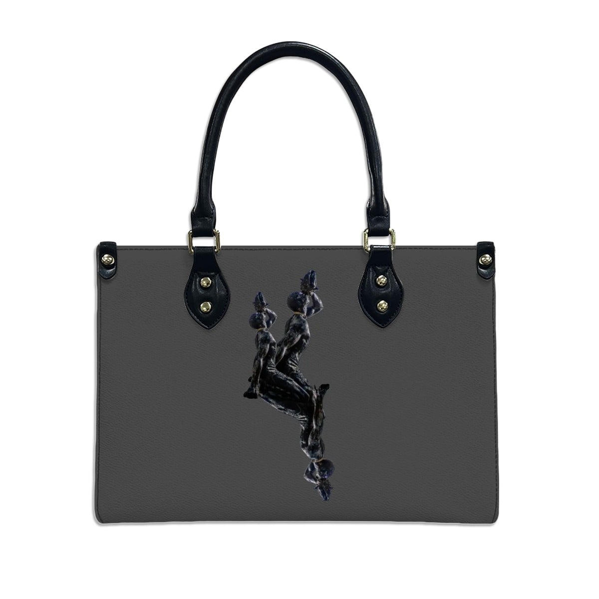 PU Tote Bag for Women with Artistic Neg Marron