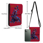 Leather Cell Phone Purse With Shoulder- Red & Blue Neg Mawon The calling