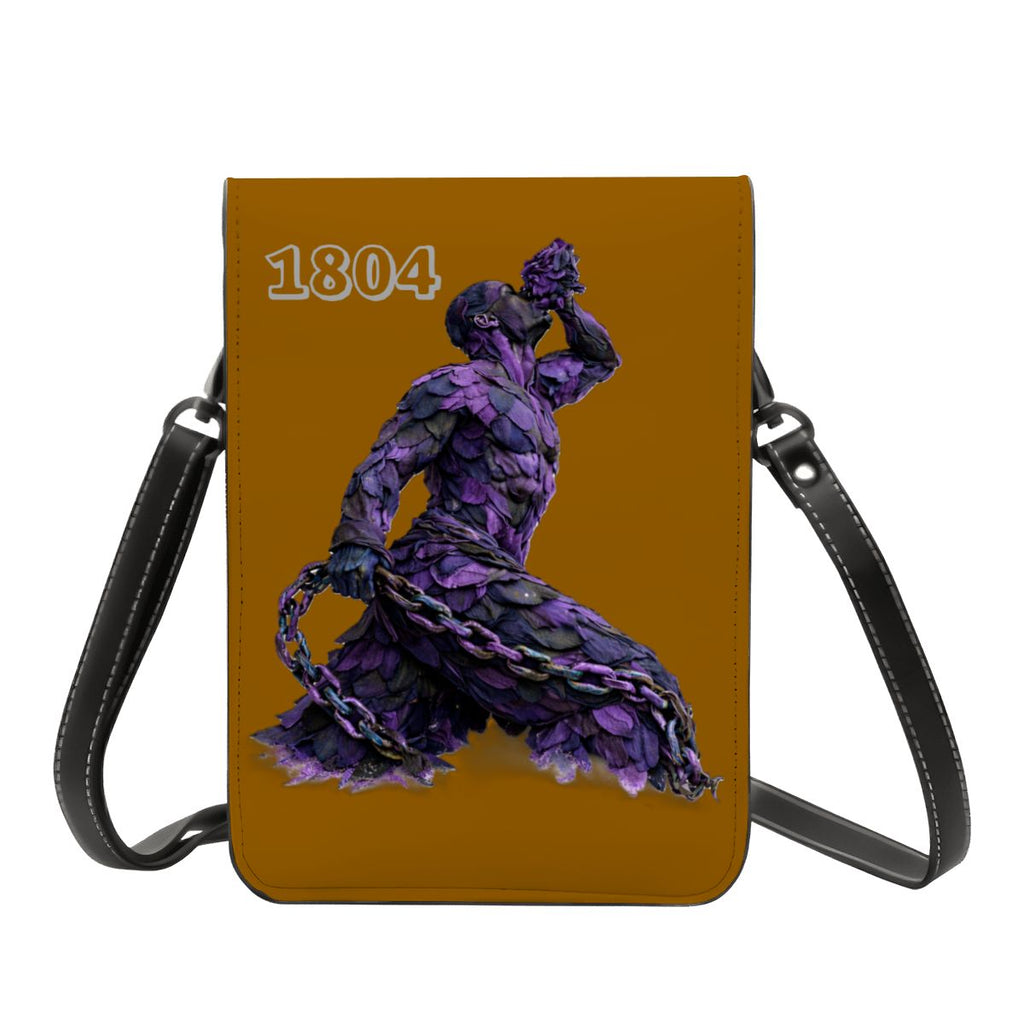 Leather Cell Phone Purse With Shoulder Strap- Purple & Black Neg mawon The calling