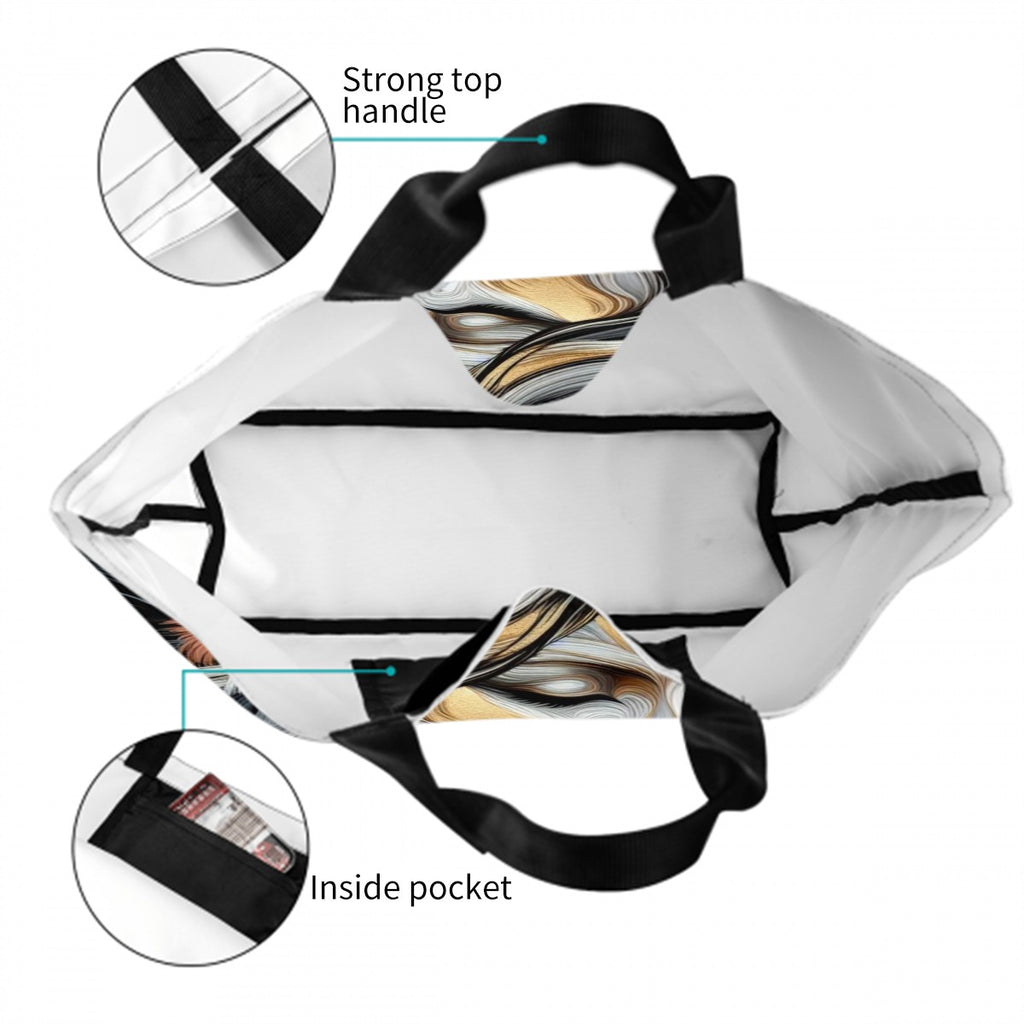 Fanny pack with top handle and inside pocket on a white background