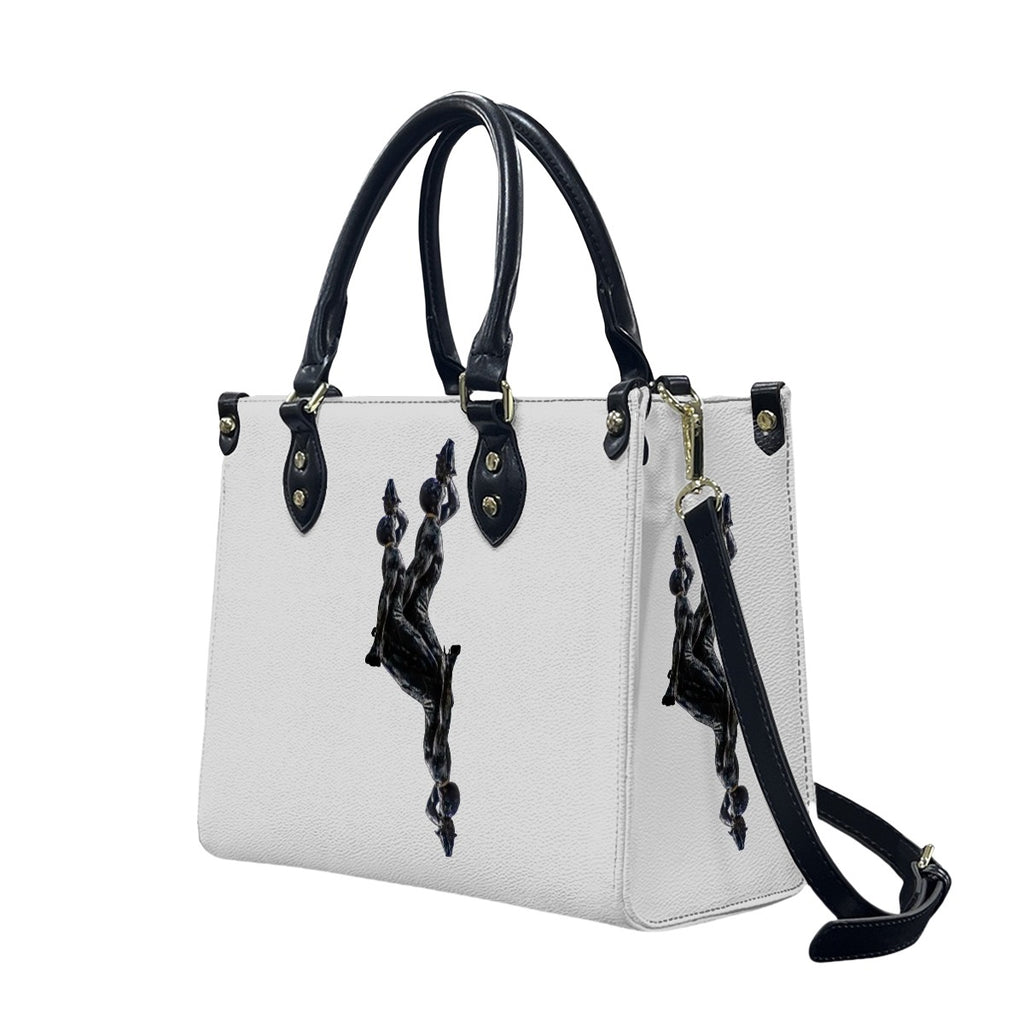 PU Tote Bag for Women with Artistic Neg Marron