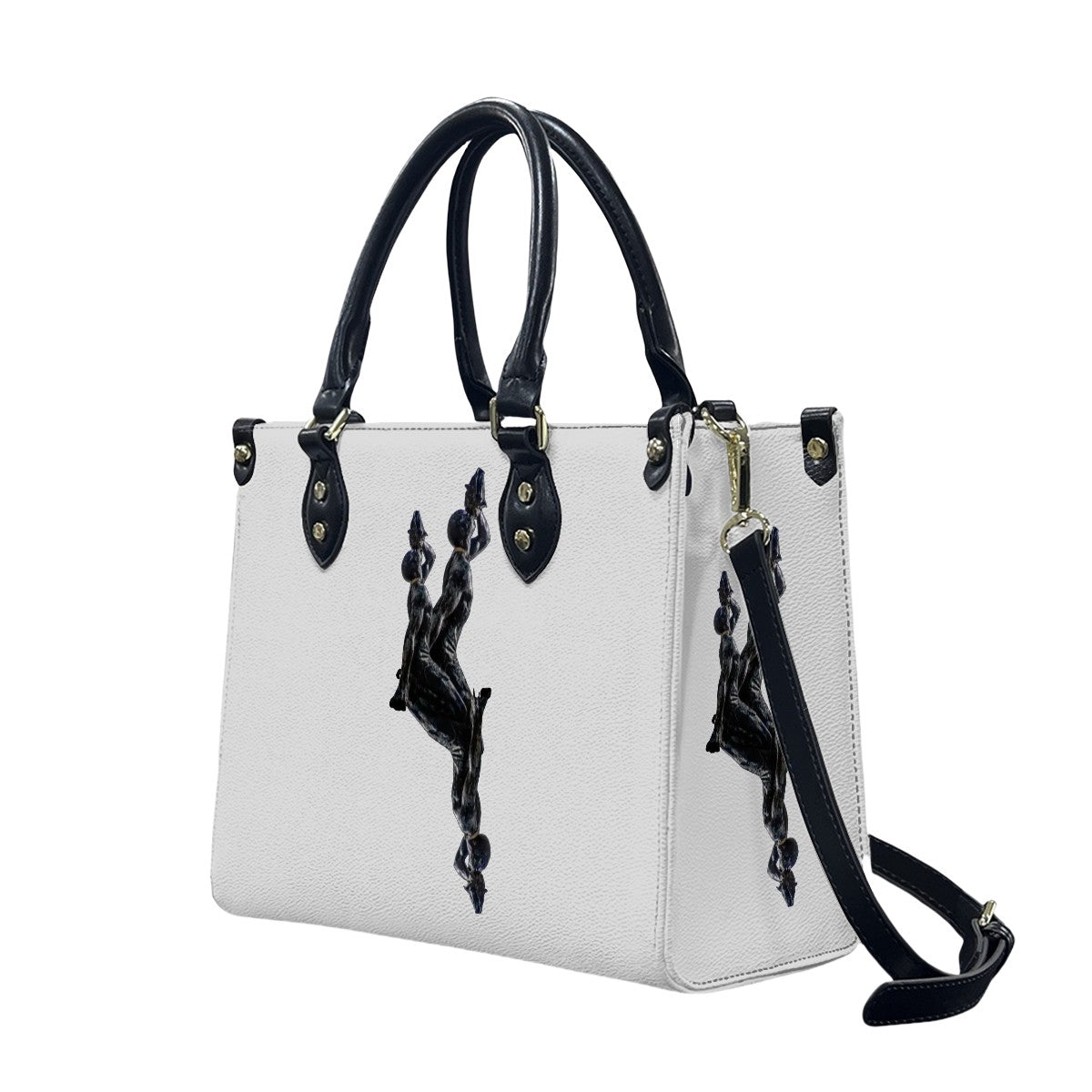 PU Tote Bag for Women with Artistic Neg Marron