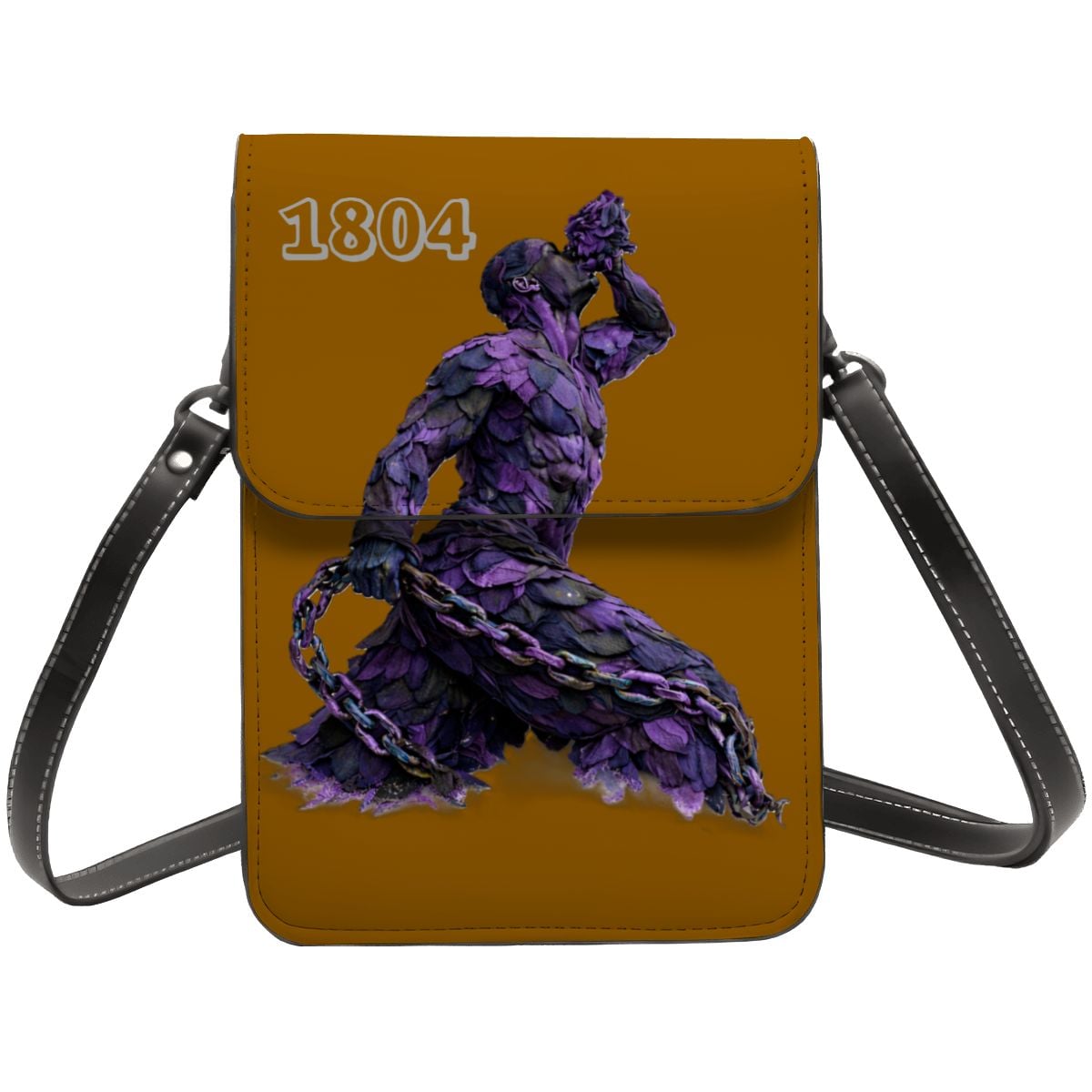 Leather Cell Phone Purse With Shoulder Strap- Purple & Black Neg mawon The calling