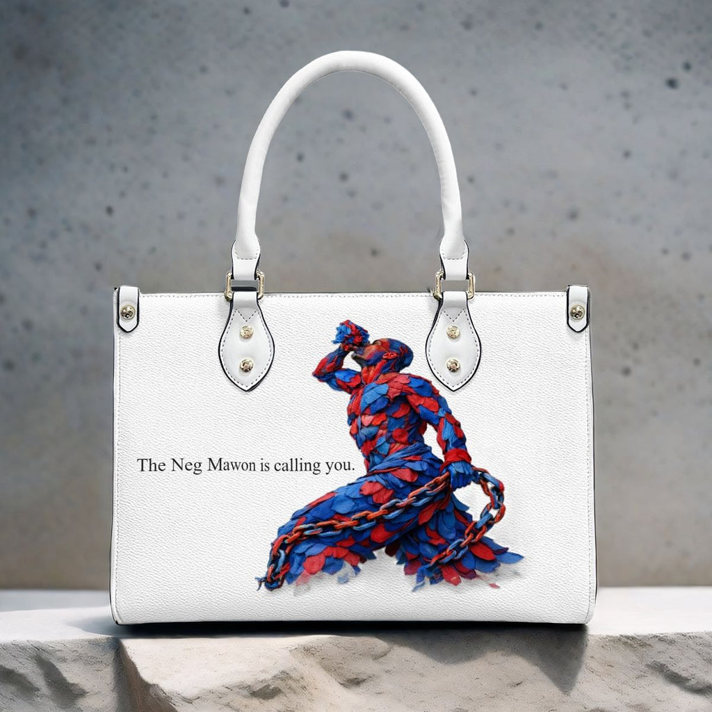 Neg Mawon Unchained PU Tote Bag – Blue & Red Petals