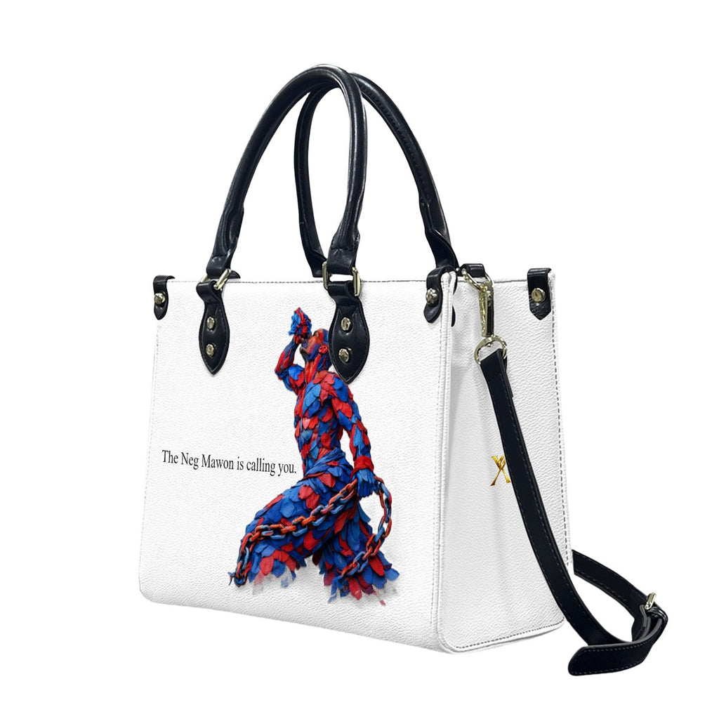 Neg Mawon Unchained PU Tote Bag – Blue & Red Petals