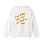 Crewneck Sweatshirt – Abstract Red & Blue Feather with "The Neg Mawon is Calling You" V3