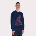 Crewneck Sweatshirt - Unisex Design Red/Blue Feathers