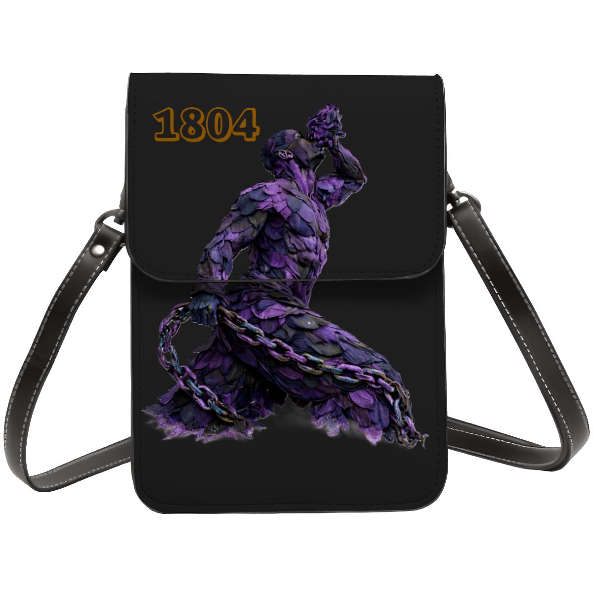 Leather Cell Phone Purse With Shoulder Strap- Purple & Black Neg mawon The calling