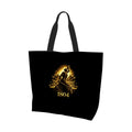 Black tote bag with gold graphic and '1804' text on a white background