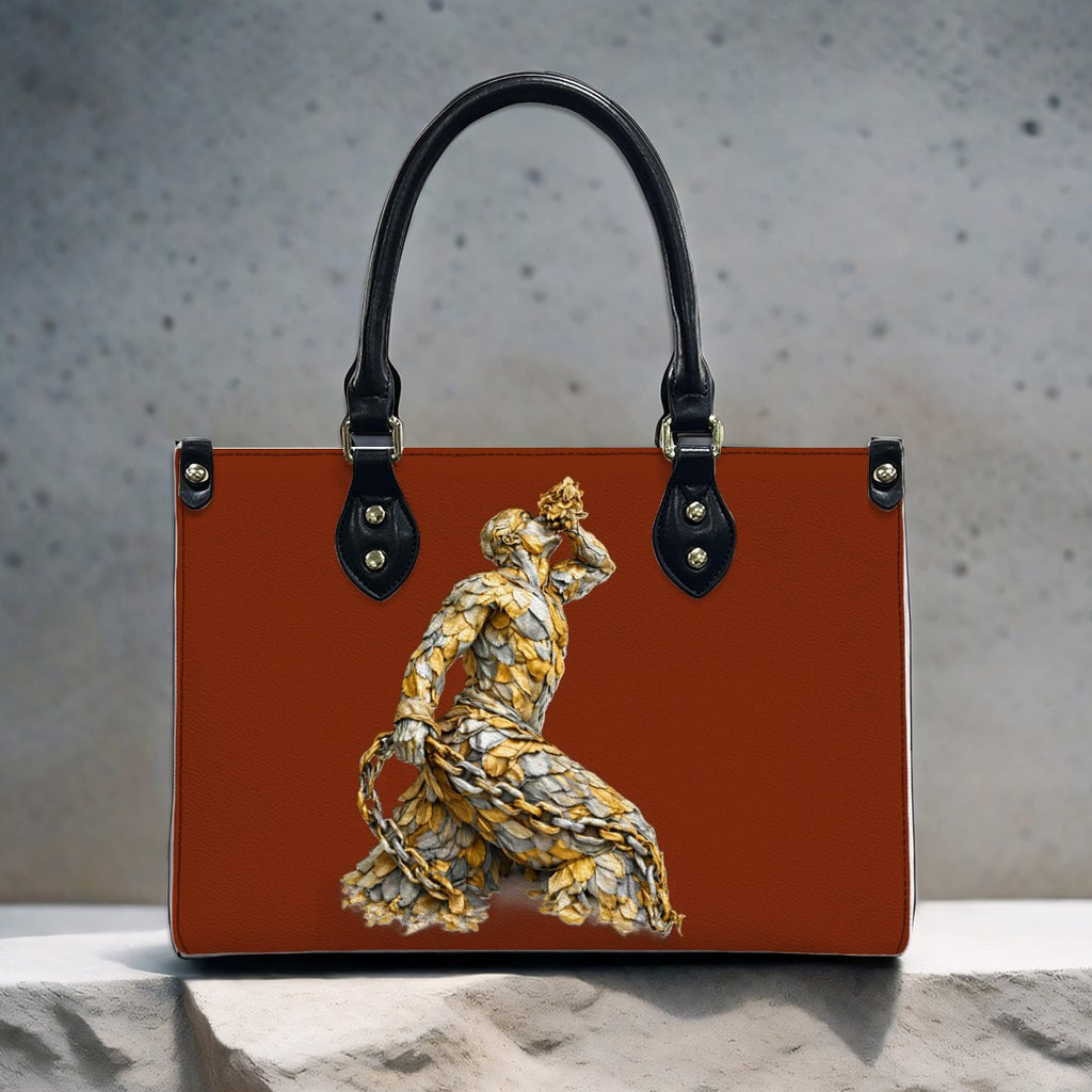 Women's PU Leather Tote Bag – Gold & Silver Neg Mawon Design | Luxury Everyday Shoulder Bag