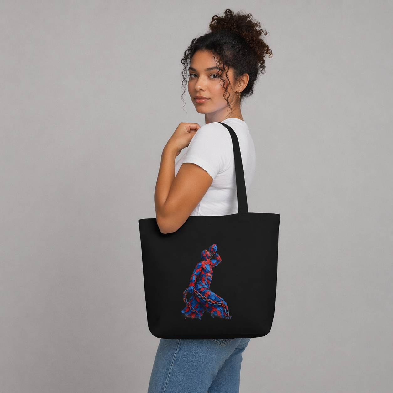 Women  Black Shopping Bags (MultiSided)  Design Neg Mawon walk