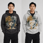 Abstract Medusa Zip Hoodie - Artistic Marble Goddess Graphic - InervoX