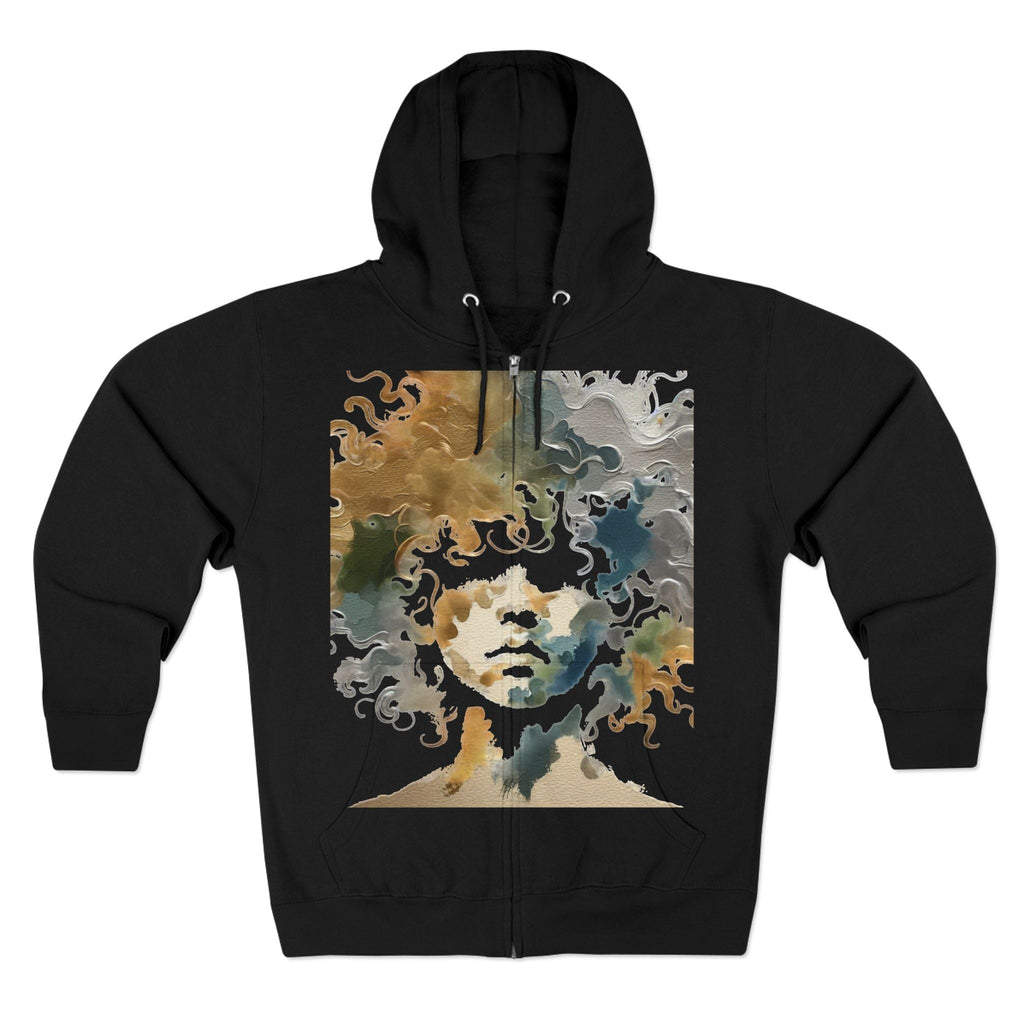 Abstract Medusa Zip Hoodie - Artistic Marble Goddess Graphic Zip-Up - InervoX