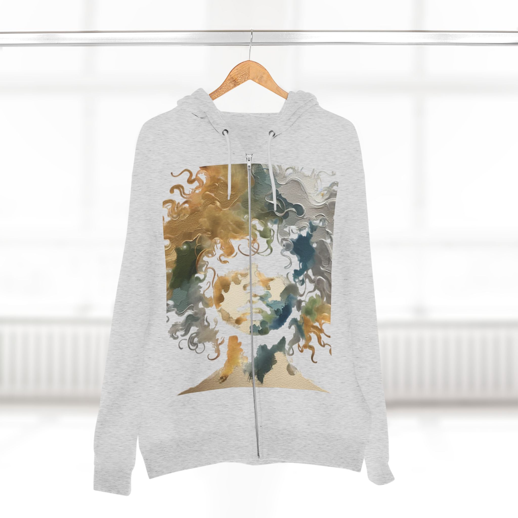 Abstract Medusa Zip Hoodie - Artistic Marble Goddess Graphic Zip-Up - InervoX