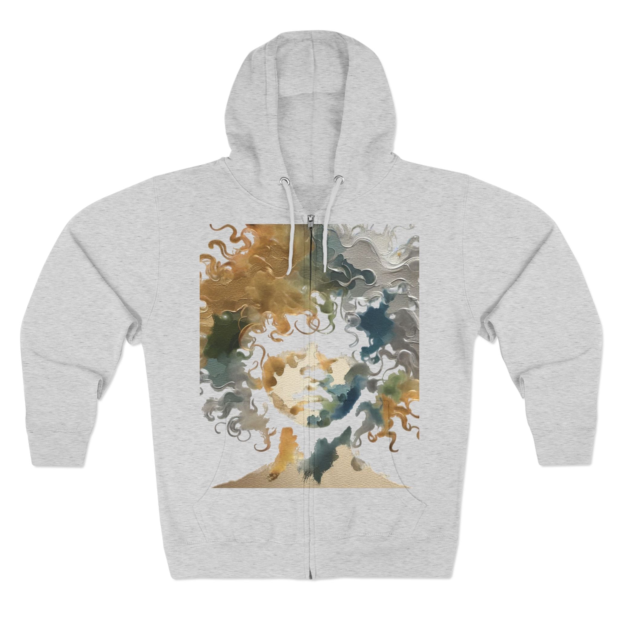 Abstract Medusa Zip Hoodie - Artistic Marble Goddess Graphic Zip-Up - InervoX