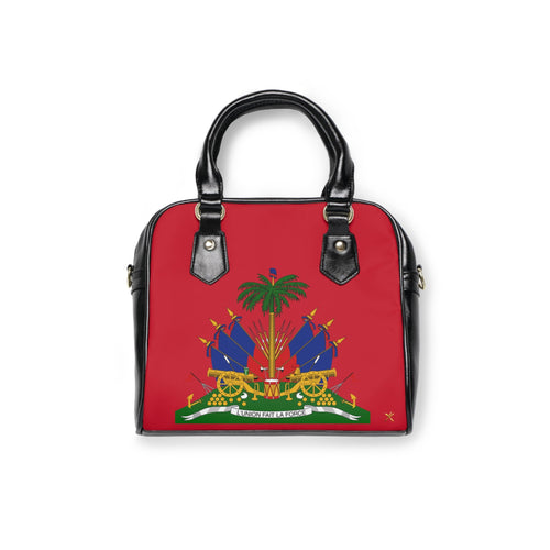Artistic Shoulder Handbag - Red&Blue Neg Marron Feather Design & Emblem - InervoX