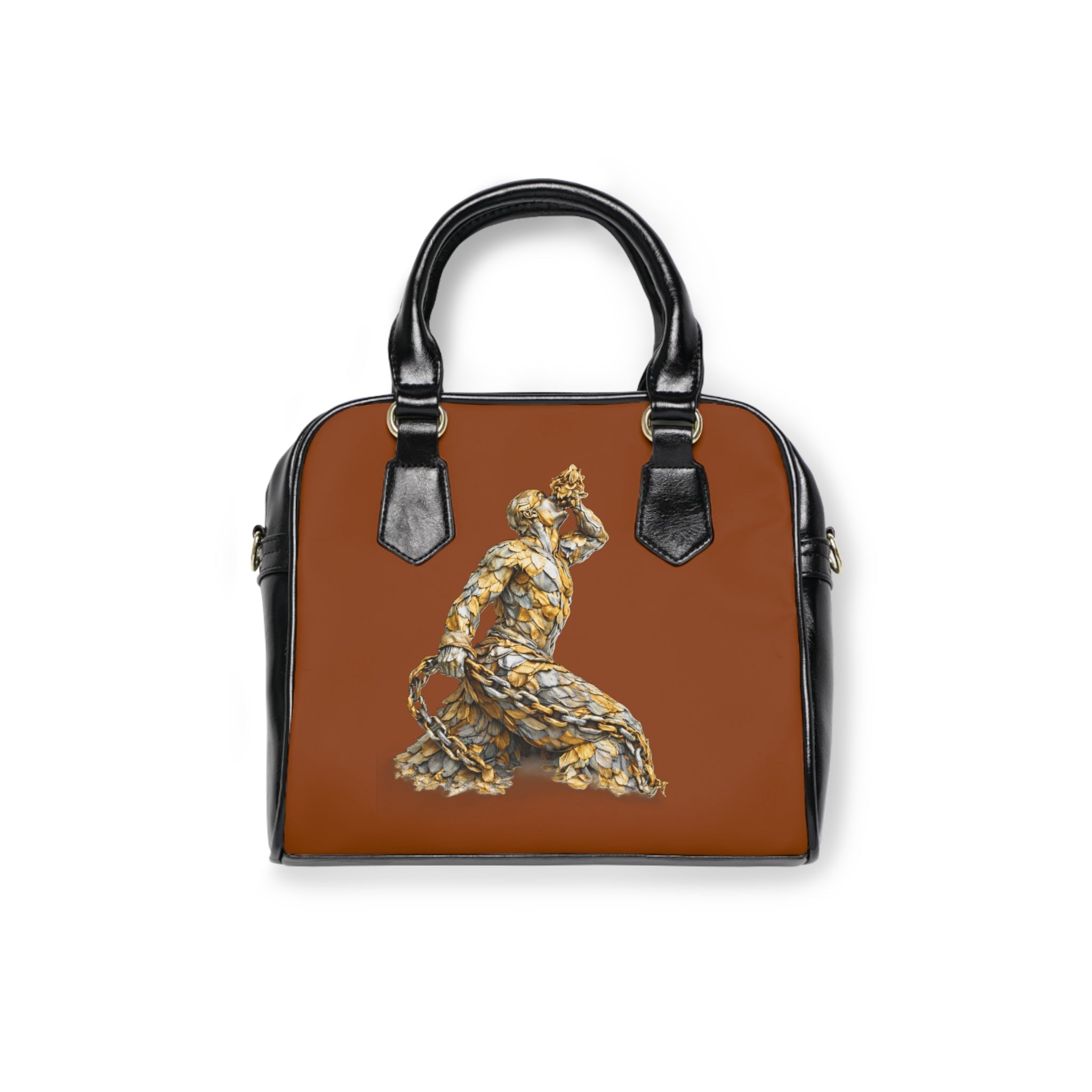 Artistic Shoulder Handbag Terra colour - Gold and silver Neg Marron design - InervoX