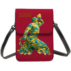Leather Cell Phone Purse With Shoulder- Green & Yellow Neg Mawon The calling