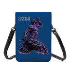 Leather Cell Phone Purse With Shoulder Strap- Purple & Black Neg mawon The calling
