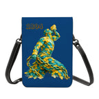 Leather Cell Phone Purse With Shoulder- Green & Yellow Neg Mawon The calling