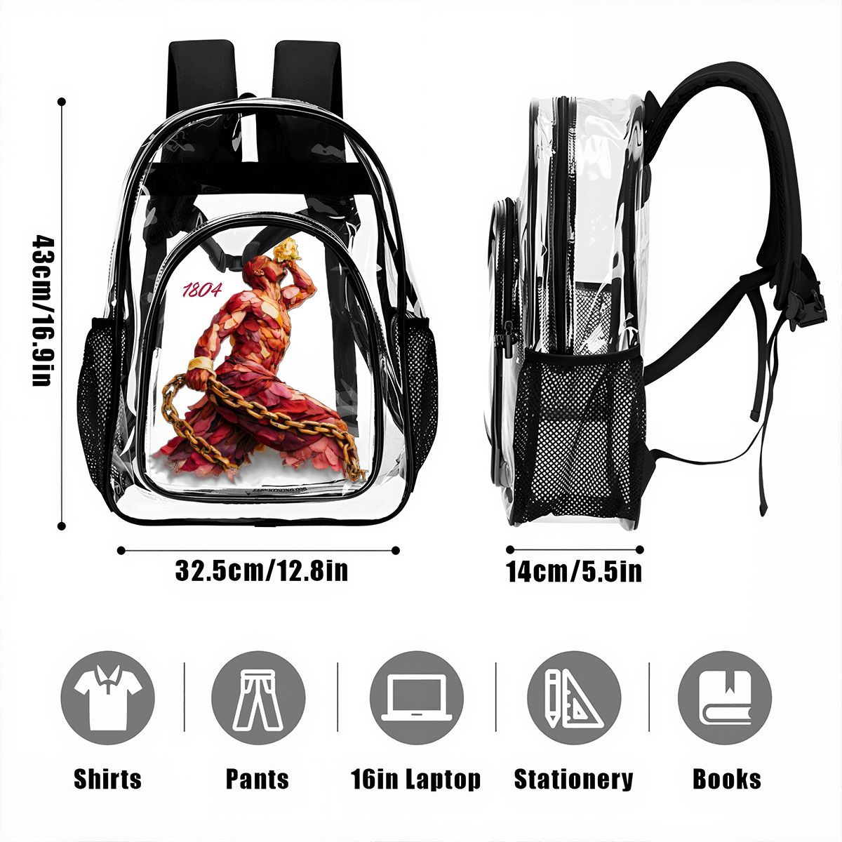 Neg Mawon Clear Backpack – Red & Gold Edition