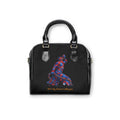 Black Artistic Shoulder Handbag - Red & Blue Neg Marron Feather Design - InervoX
