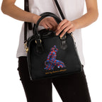 Black Artistic Shoulder Handbag - Red & Blue Neg Marron Feather Design - InervoX