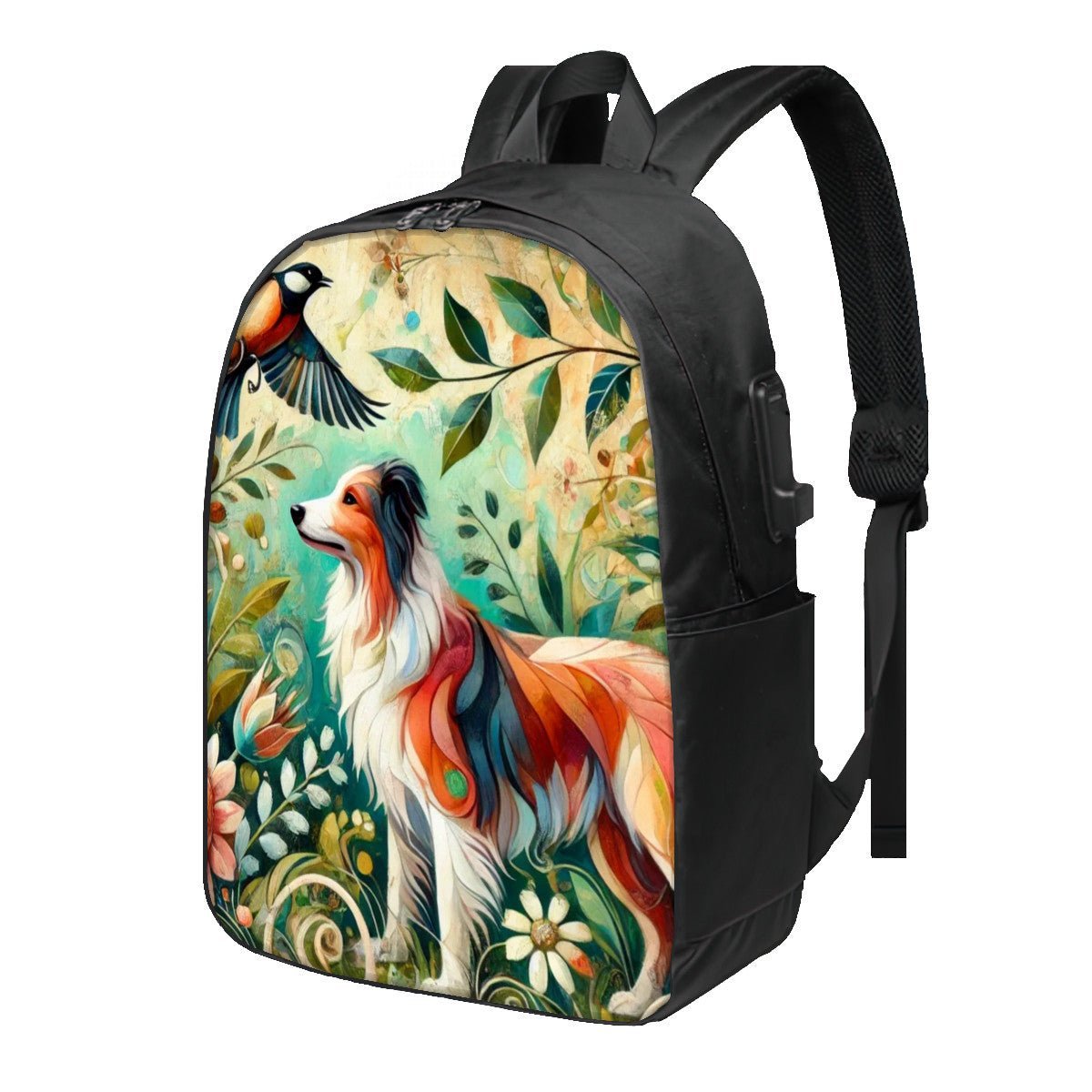 Border Collie Oxford Laptop Backpack with USB Port - InervoX