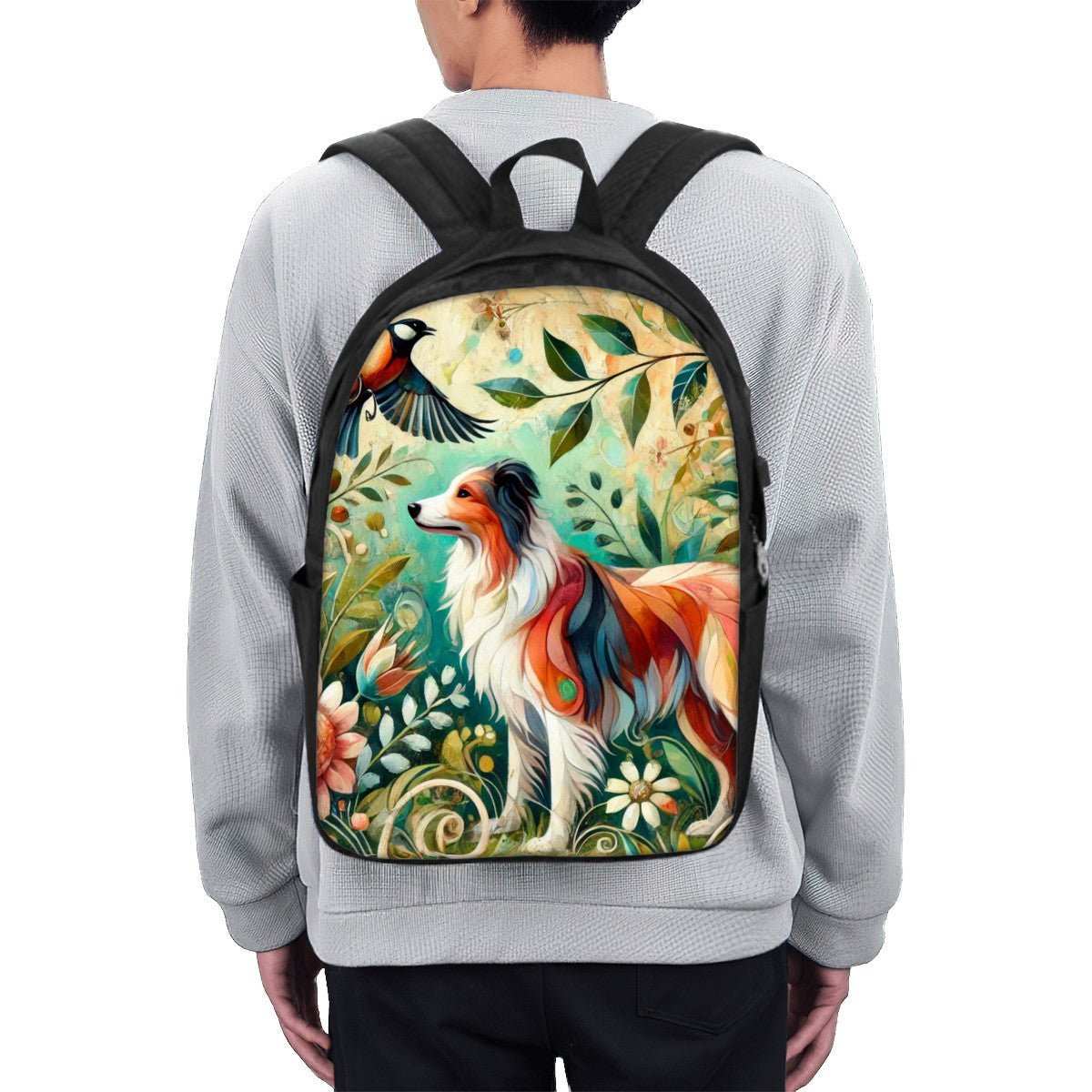 Border Collie Oxford Laptop Backpack with USB Port - InervoX
