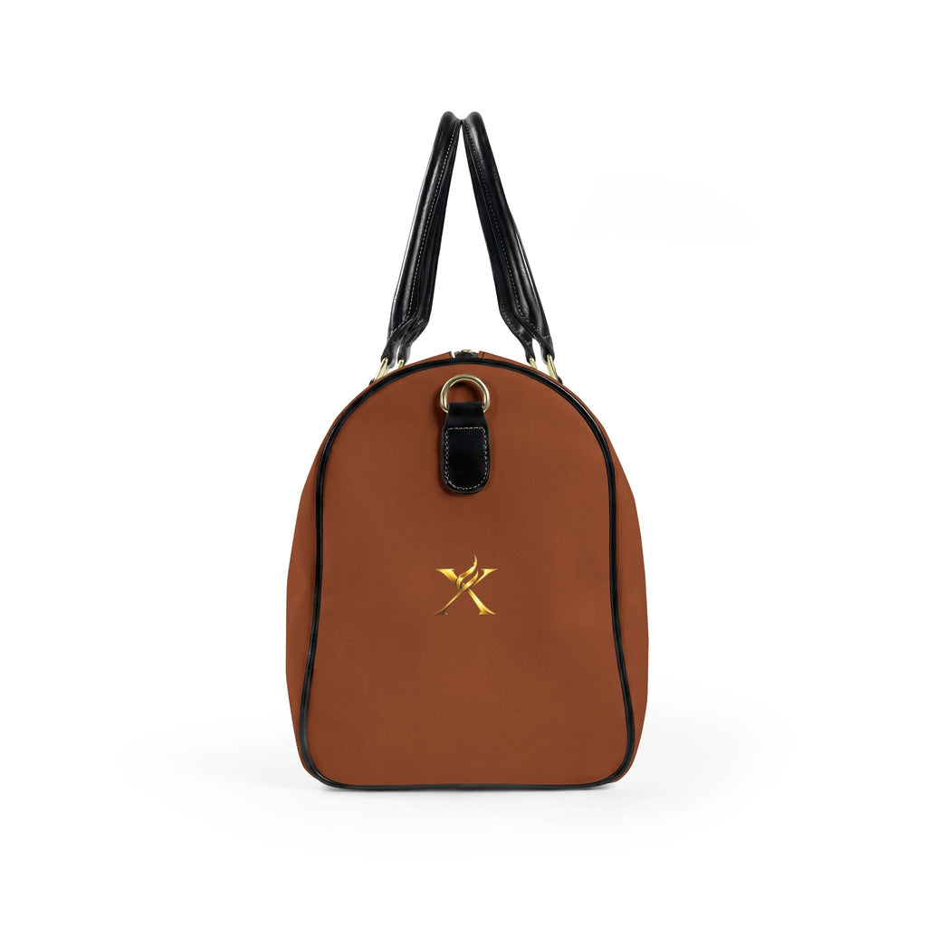 Brown Leather Travel Bag- Neg Marron Red with Gold Accents - InervoX