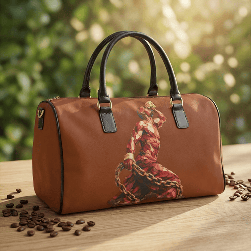 Brown Leather Travel Bag- Neg Marron Red with Gold Accents - InervoX