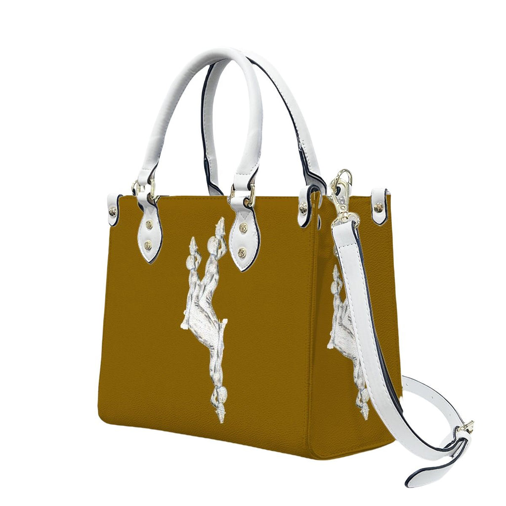 PU Tote Bag for Women with Artistic Neg Marron
