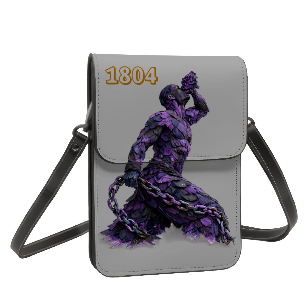 Leather Cell Phone Purse With Shoulder Strap- Purple & Black Neg mawon The calling