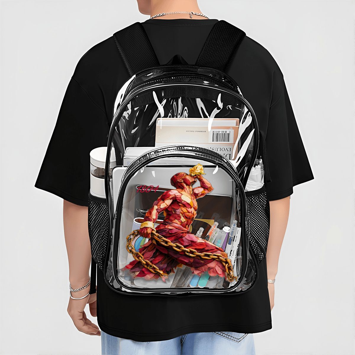 Neg Mawon Clear Backpack – Red & Gold Edition