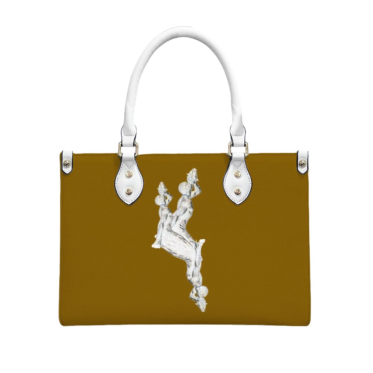 PU Tote Bag for Women with Artistic Neg Marron