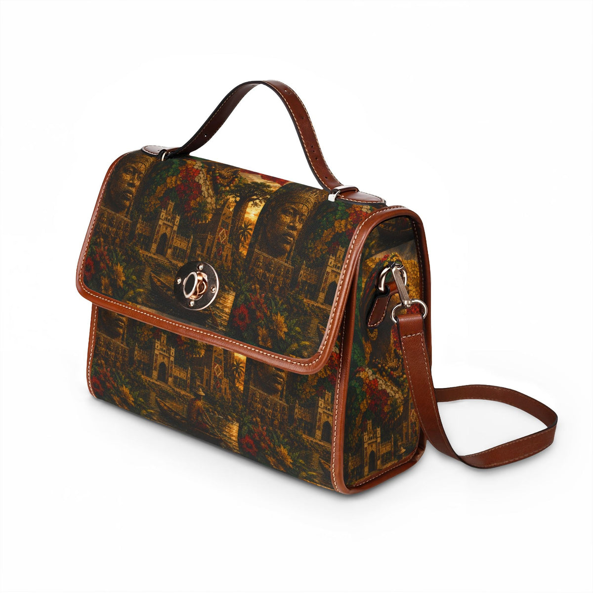 Canvas Bag, Benin Vintage African Heritage Print Waterproof Satchel - InervoX