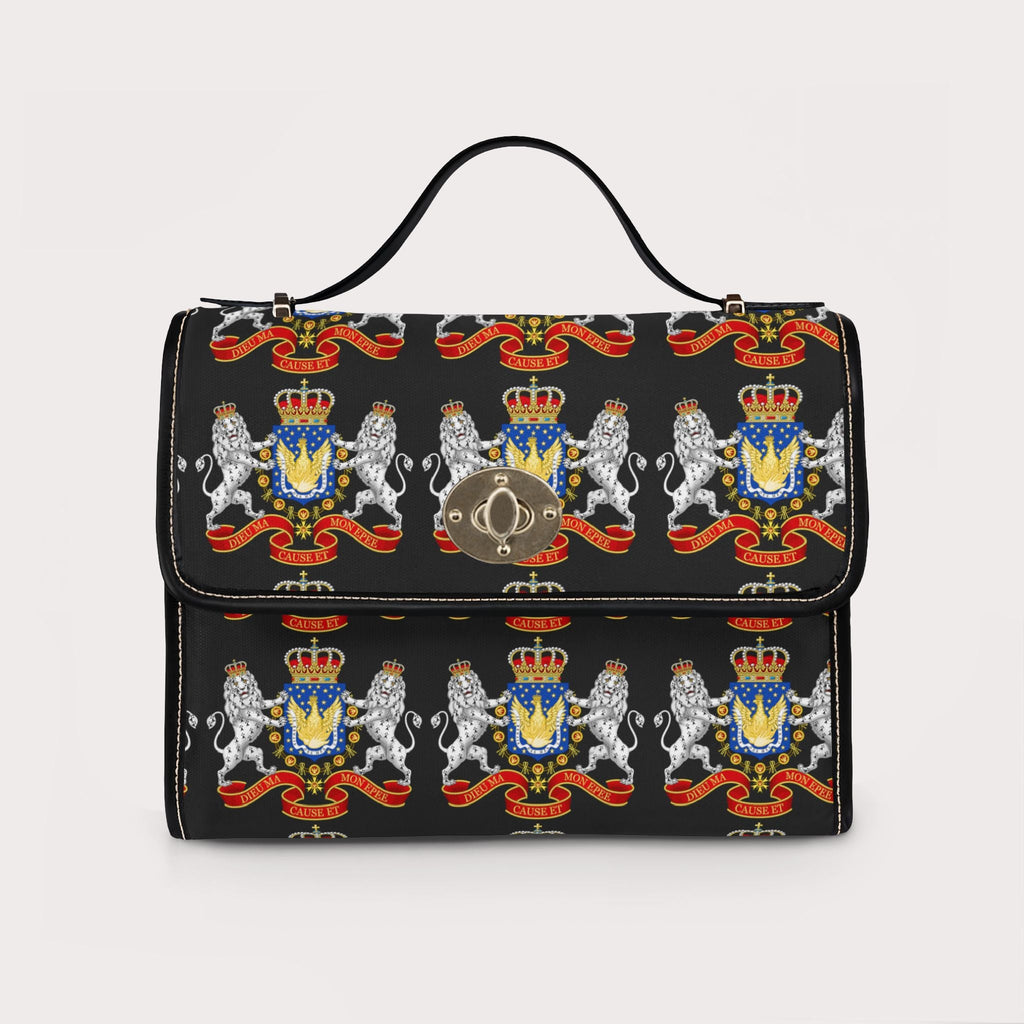 Canvas Handbag with Haitian Royal Crest Pattern, Waterproof Canvas Bag - InervoX