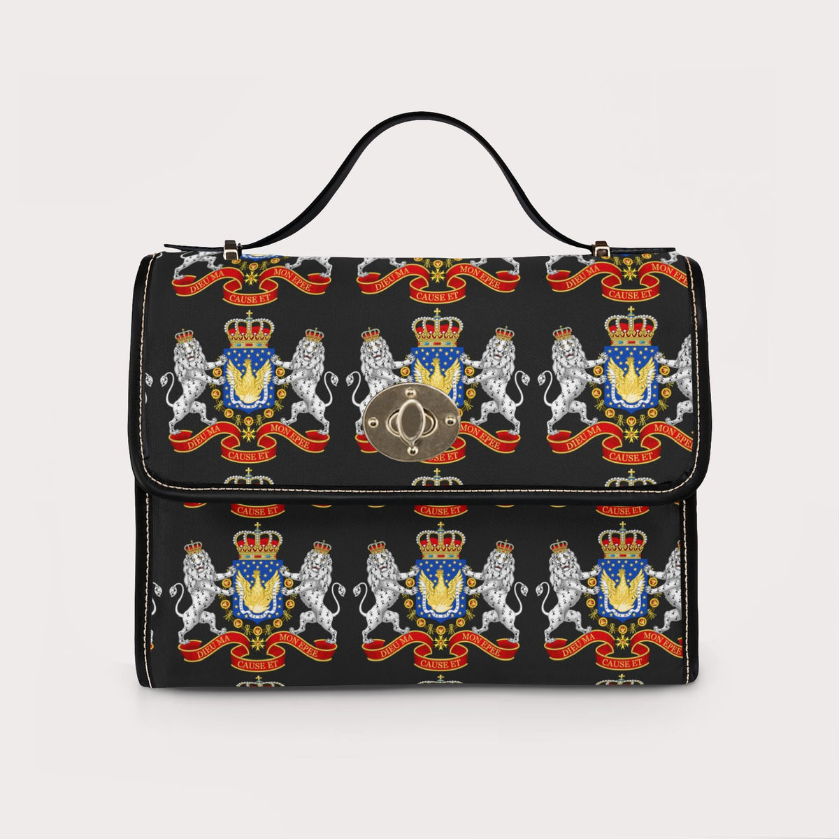 Canvas Handbag with Haitian Royal Crest Pattern, Waterproof Canvas Bag - InervoX